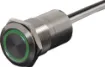 Touch activated dual colour (red, green) LED switch for ticket machines, kiosks, access control etc. IP67 rated. 30cm fly lead connection. A touch action.
