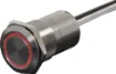 Touch activated dual colour (red, green) LED switch for ticket machines, kiosks, access control etc. IP67 rated. 30cm fly lead connection. A touch action.
