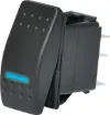 Switch type: Rocker switch, DPST
Contact rating:	10A @ 250V ac / 24V dc
Neon:	Blue, 12/24V dc
Electrical life: 	20,000 cycles
Panel thickness:	4mm
Mechanical life:	50,000 cycles
Contact resistance:	<50m&#937
Insulation resistance:	>100M&#937
Dielectric strength:	>1500V ac 1 minute