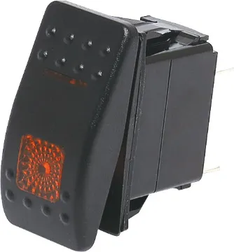 SPST Orange Illuminated IP66 Marine 12V/24V Rocker Switch A marine/boat style flat rocker switch suitable for use in 12V DC or 24V DC power systems. Orange illumination.