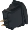 A marine/boat style flat rocker switch suitable for use in 12V DC or 24V DC power systems. 