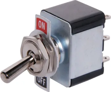 DPDT 3A Toggle Switch With On-Off plate and metal actuator.