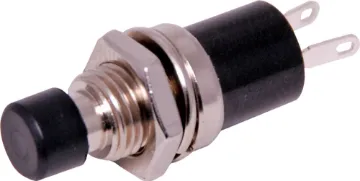 SPST Black Push Off Mini Pushbutton Switch Type : SPST Momentary, Rating: 1A 125V ac / 0.5A 250V ac, Contact resistance: 2.5V dc 1A 20mΩ or less, Insulation resistance: 500V dc 100MΩ or more, Voltage breakdown: 1000V ac 1minute, Mounting hole diameter: 7mm