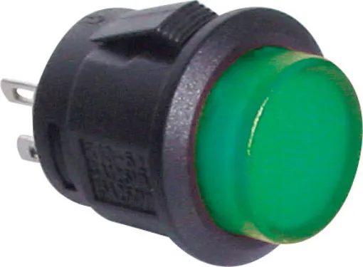 SPST alternate LED green solder tail pushbutton switch.