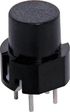 SPST Momentary Black PCB Mount Tactile Switch Switch type:  SPST momentary
Contact resistance:  &#880420M&#937
Contact breaking capacity: 10mA/35VDC
Actator diameter:  9mm
Insulation resistance: 100000M&#937
Dielectric strength:  500V
Inter-terminal capacity:  1pF
Life (nominal current & voltage):  500000 cycle
Temperature range:  -20ºC to +65ºC
Solderability:  235
