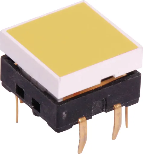 SPST momentary yellow LED PCB mount tactile switch.