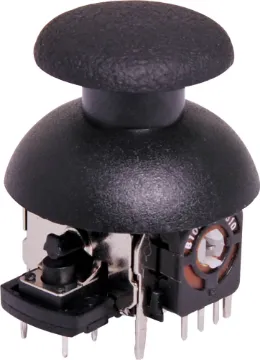 XY Analog Joystick Control With Momentary Select Switch X Y Axis analog type potentiometer joystick control with a centre pushbutton activate switch.