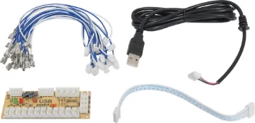 USB Interface for Arcade Joystick and Buttons A handy USB interface board for connection to a S 1147 joystick and up to 12 arcade buttons. It connects into any device that supports a USB joystick. Includes pre-terminated interface leads with 6.3mm spade plugs.  35x85mm board size.