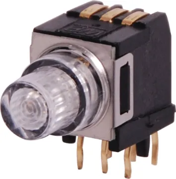 SPST Green LED 90 Degree Round Tactile Switch Switch type: SPST momentary
Max contact rating:	100mA @ 32V DC 
Contact resistance:	<250mΩ
Insulation resistance:	>100MΩ
Life:	50,000 cycles
LED voltage:	2.2V