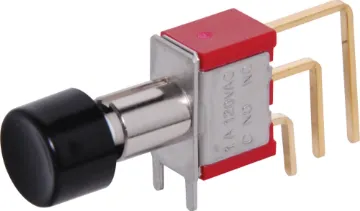 SPDT Mom. 90 Deg. PCB Mount Pushbutton Switch The Salecom range of miniature and sub-miniature switches are pin for pin compatible with several other leading brands but at a fraction of the cost. Already many major manufacturers across Australia use the Salecom brand in preference 
to the more expens