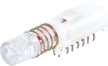 4PDT Red LED PCB Mount Pushbutton Switch Locking push on, push off actuation.
