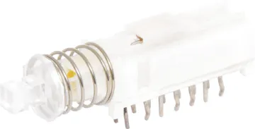 4PDT Yellow LED PCB Mount Pushbutton Switch Locking push on, push off actuation.