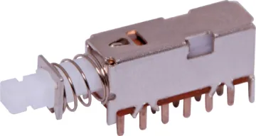 4PDT PCB Mount Mini Pushbutton Switch Locking push on, push off actuation.
5.5mm Black Round Knob to Suit (H 6660)