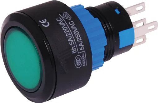 Mech. lifetime:	1M operations min
Electrical life:	&#8805;50,000 operations min
Electrical rating:	250V AC 5A
LED:	12V (inbuilt resistor)
