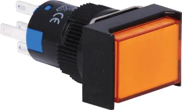 SPDT Mom. LED Orange Solder Tail Pushbutton Switch 	 SPDT Momentary Action - Orange
Switch type: Momentary 
Body material: High grade thermoplastic 
Operating travel: 3.0mm 
Actuating force: 200-500gm 
Mech. lifetime: 1M operations min 
Electrical life: ≥50,000 operations min. 
Electrical rating: 250V AC 5A 
LED: 24V (inbuilt resistor) 
Dielectric strength: 2kVAC, 50Hz, 1 min 
Ins