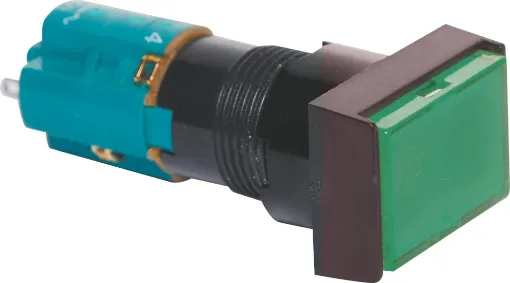 Momentary type illuminated switch incorporating a very positive, audible and tactile feel when operated. In-built diffuser can be directly engraved. Alternatively a clear printed label can be placed behind the coloured cover. Includes provision for a globe.