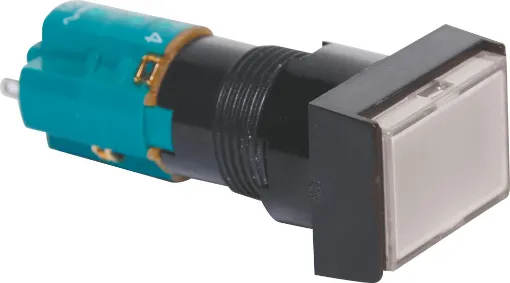 Momentary type illuminated switch incorporating a very positive, audible and tactile feel when operated. In-built diffuser can be directly engraved. Alternatively a clear printed label can be placed behind the coloured cover. Includes provision for a globe. 