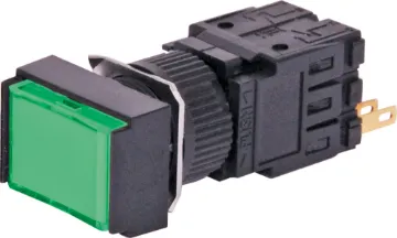 DPST Alternate Green Illuminated Solder Tail Pushbutton Switch Alternate type illuminated switch incorporating a very positive, audible and tactile feel when operated. Includes provision for a globe. In-built diffuser can be directly engraved. Alternatively a clear printed label can be placed behind the coloured cove.