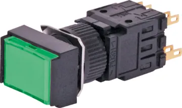 4PST Alternate Green Illuminated Solder Tail Pushbutton Switch Alternate type illuminated switch incorporating a very positive, audible and tactile feel when operated. Includes provision for a globe. In-built diffuser can be directly engraved. Alternatively a clear printed label can be placed behind the coloured cove.