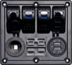 Switch all your gear on and off with this handy power control plate for cars, caravans and 4WDs. Includes; 4x Rocker switches with blue LED, 2x 50A Anderson style connectors with covers, 1x 12V Car Accessory socket and 2x 5V USB Type-A Ports. 

