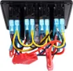Switch all your gear on and off with this handy power control plate for cars, caravans and 4WDs. Includes; 4x Rocker switches with blue LED, 2x 50A Anderson style connectors with covers, 1x 12V Car Accessory socket and 2x 5V USB Type-A Ports. 

