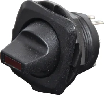 SPST Round Red LED (Square Facia) Paddle Rocker Switch Switch Type: SPST Alternate rocker switch
Indicator: Red LED
Contact Rating: 6A @ 250V AC
Panel Cutout: 20mmØ
Panel Thickness: 6mm Max.
