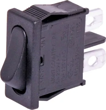 SPST Mini Rocker Switch Switch Type: SPST rocker switch
Contact Rating: 6A @ 250V AC
Panel Cutout: 19.2 x 6.8 mm
Electrical Life: 10,000 Cycles
Mechanical Life: 50,000 Cycles
Contact Resistance: <20mR
Insulation Resistance: >1000MR
Dielectric Strength: >1500V AC 1 Minute