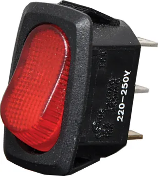 SPST Heavy Duty Slim Red Illuminated Rocker Switch Switch type: SPST
Contact rating: 10A @ 250V AC
Panel cutout: 23 x 11.5 mm
Panel thickness: 0.75 - 1.25mm max.
Electrical life: 10,000 cycles
Mechanical life: 100,000 cycles
Contact resistance: <20mΩ
Neon: Red, 240V AC
Insulation resistance: