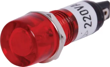 Red 220V AC Panel Mount Neon 220V AC panel mount red neon. Mounting hole 10mm.