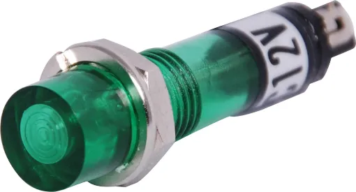 12V panel mount lamp indicators. Mounting hole 7mm.
Current draw: 50mA
Operational life:  5000-8000hrs