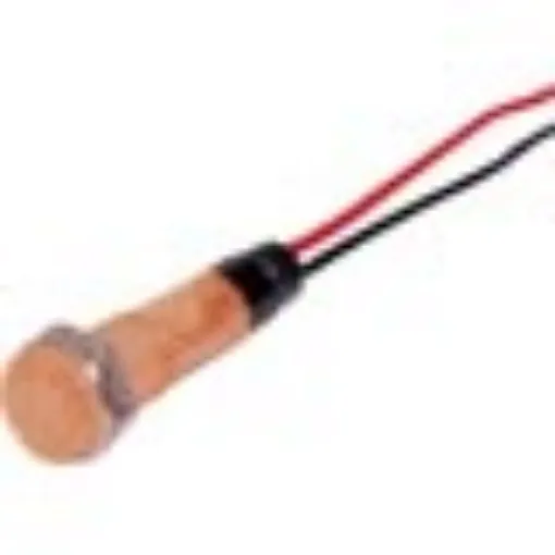 Mounting hole: 6.7mm &Oslash.
Mounting depth: 27mm
Maximum panel thickness: 6.5mm
Lead length: 90mm.