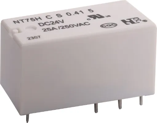 25A SPDT relay. PCB mount style. 12V DC coil.
Fully sealed construction makes it ideal for immersion cleaning and large scale manufacturing