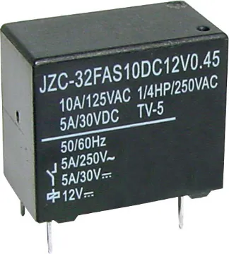 7.5A 12VDC SPST PCB Mount Relay Non-Sealed type, suitable for flow soldering.