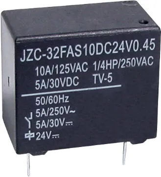 7.5A 24VDC SPST PCB Mount Relay Non-Sealed type, suitable for flow soldering.