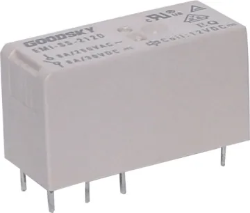 8A 24VDC DPDT PCB Mount Relay Non-sealed type, suitable for flow soldering