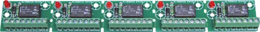The S 4445 is a handy 5 way &quot;snap off&quot; strip board fitted with 5x 24V (S4138) relays. Two sets of changeover contacts are provided.  An on board LED illuminates when the relay is activated.
  

For 5V operation use S 4441 board.
For 12V operation use 