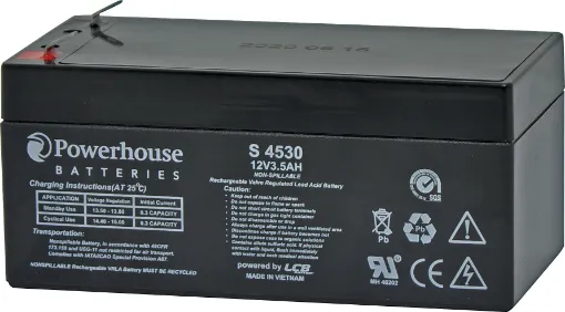 This 12V 3.5Ah sealed lead acid (SLA) battery is a compact battery for powering 12V equipment. 