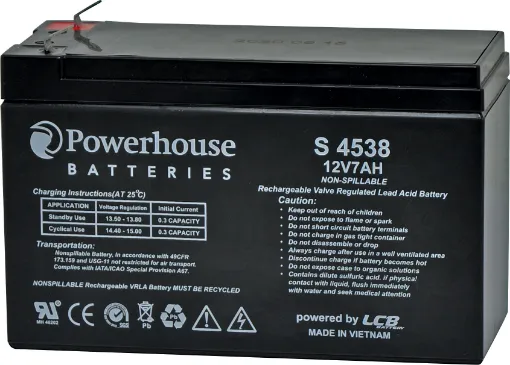 Premium grade, long life, maintenance free sealed lead acid batteries. Cells are fully sealed to prevent leakage of electrolyte. 