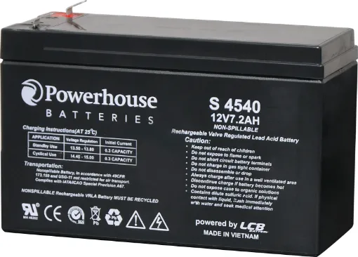 This 12V 7.2Ah sealed lead acid (SLA) battery is perhaps the most common size SLA battery in use. 