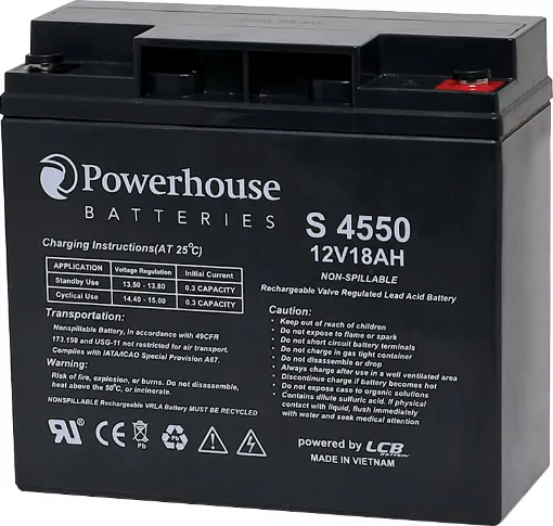 This 12V 18Ah sealed lead acid (SLA) battery is a compact battery for powering 12V equipment. 