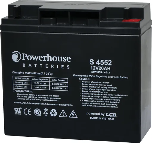 This 12V 20Ah sealed lead acid (SLA) battery is a compact battery for powering 12V equipment. 