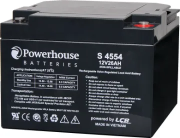12V 26Ah Sealed Lead Acid (SLA) Battery M5 his 12V 26Ah sealed lead acid (SLA) battery is a compact battery for powering 12V equipment.