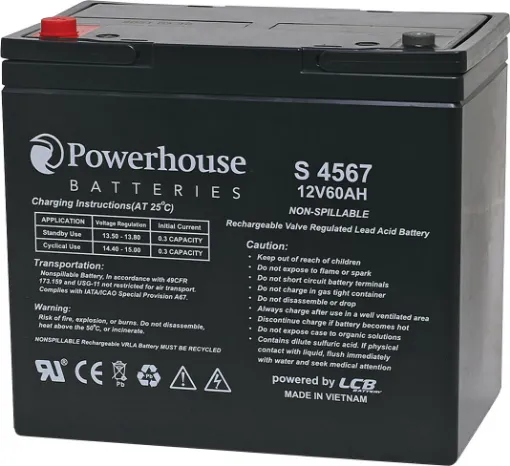 This 12V 60Ah sealed lead acid (SLA) battery is a compact battery for powering 12V equipment. 