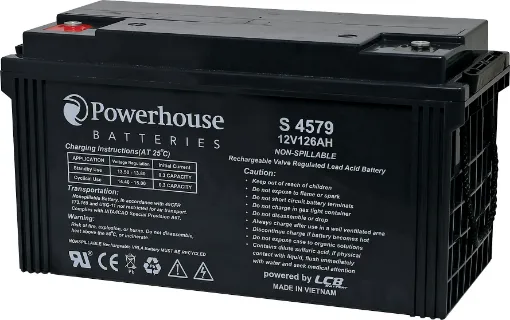 This 12V 126Ah sealed lead acid (SLA) battery is a compact battery for powering 12V equipment. 