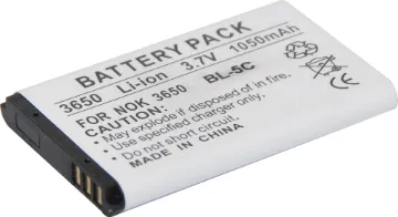 Lithium-Ion 3.7V Rechargeable BL-5C 1050mAh Battery Otherwise known as a Nokia phone battery. This is a
common replacement for many consumer devices.
Also can be built into compact projects. 3.7V.