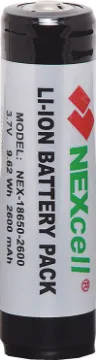 18650 2600mAh Li-Ion Rechargeable Battery Protected These high performance 18650 lithium ion 3.7V batteries offer high performance and long life from a compact package. They are 18.6mm in diameter and 70mm long. Each battery has in-built protection features to ensure safe operation at all times. These include over charge, over discharge, short circuit and over current protection.