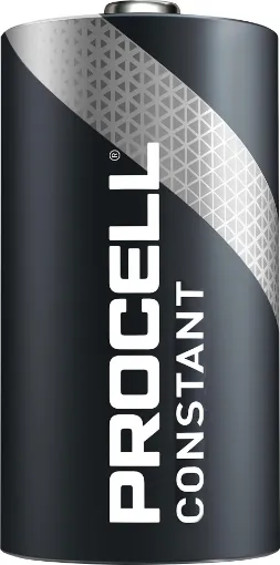 Procell Alkaline Constant D size industrial batteries are ideal for powering low drain professional devices which require constant current over a long period of time. 