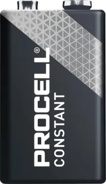 9V Size Procell Constant Alklaine Battery Procell Alkaline Constant AAA industrial batteries are ideal for powering low drain professional devices which require constant current over a long period of time. Also available in AAA, AA, C, and D sizes.