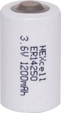 3.6V 1200mAh ER14250 Lithium Battery Long life lithium battery in 14250 half AA size.