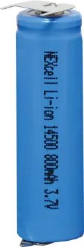 14500 800mAh Lithium Ion Rechargeable Battery PCB Mount These high performance 14500 lithium ion 3.7V batteries offer high performance and long life from a compact package. They are standard AA in size.  PCB mount version.